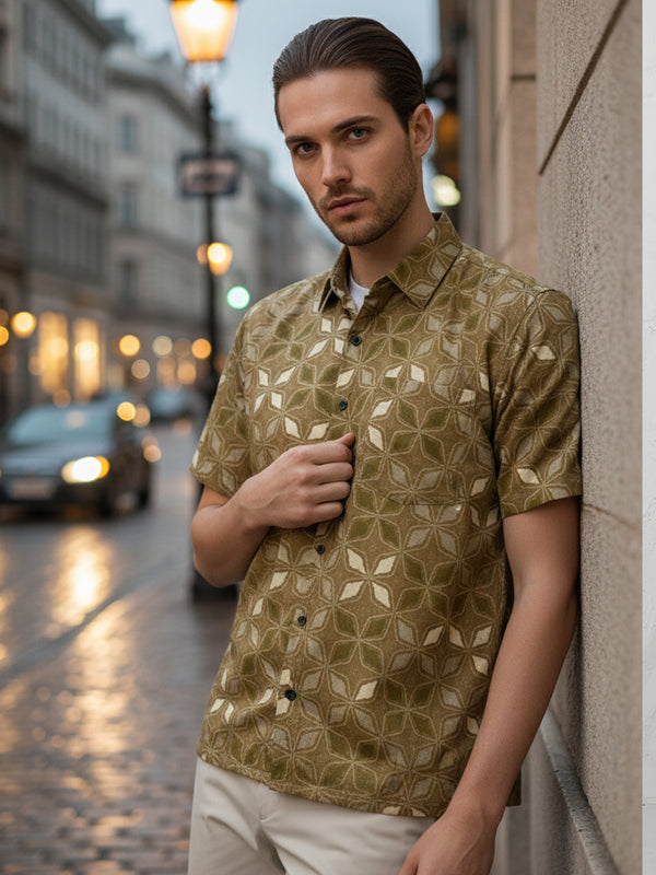 HADID SHIRT SHORT SLEEVE (GOLD OLIVE)